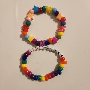 Rainbow Pride "I Heart Chicks" Bracelet Set